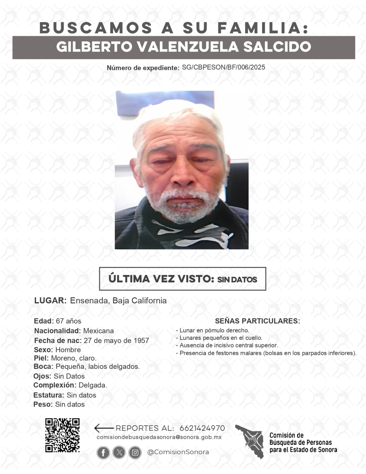 GILBERTO VALENZUELA SALCIDO - BUSCAMOS A SU FAMILIA